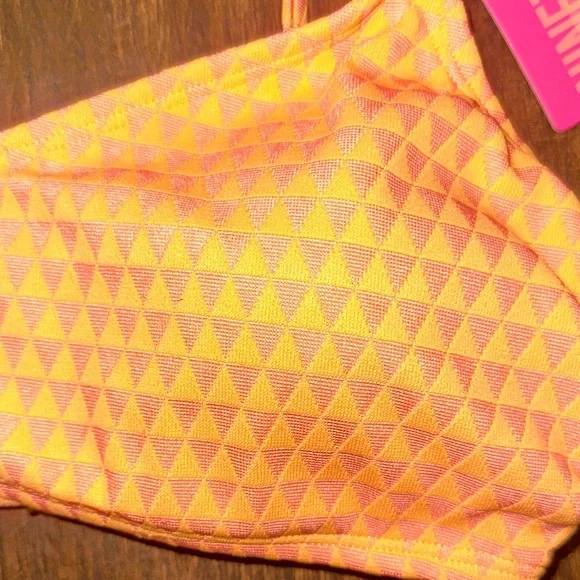 NWT Orange Triangle Bikini Top Bralette Adjustable Straps Size Large - Picture 5 of 6